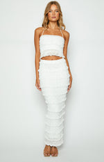 Shake it Off White Chiffon Midi Skirt Image