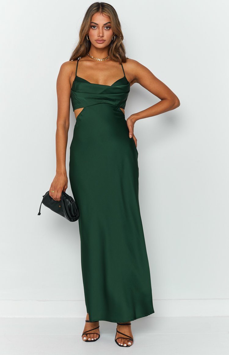 Taleah Cut Out Maxi Dress Green – Beginning Boutique NZ