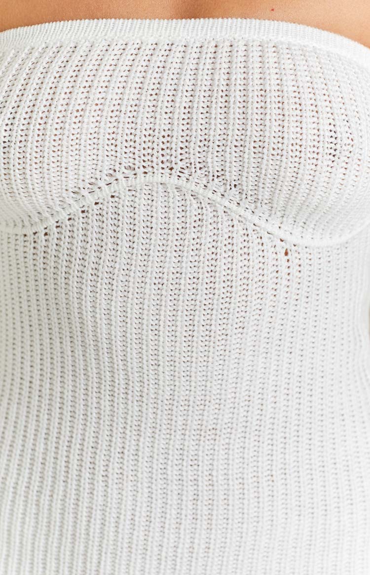 Tasnia White Mini Knit Strapless Dress Image