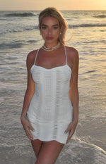 Haisley White Knitted Mini Dress Image